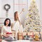 Costway 6Ft Hinged Unlit Artificial Silver Tinsel Christmas Tree Holiday w/Metal Stand
